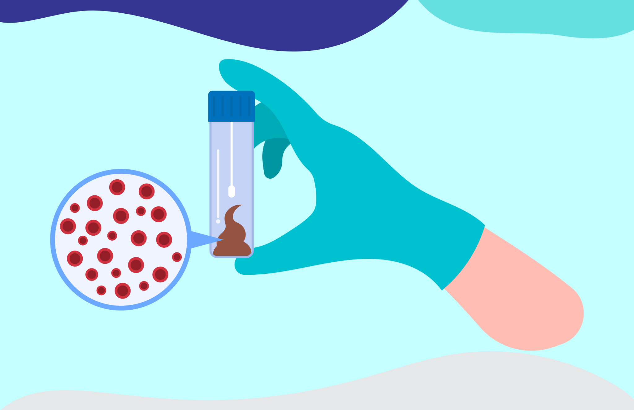 Stool based colorectal screening sample illustration